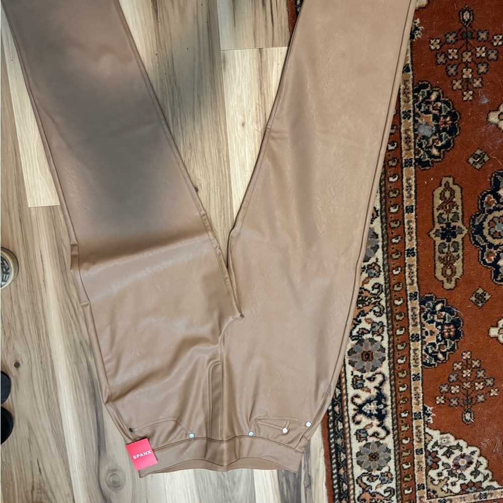 SPANX Faux Leather High-Rise Skinny Jeans - Taupe
